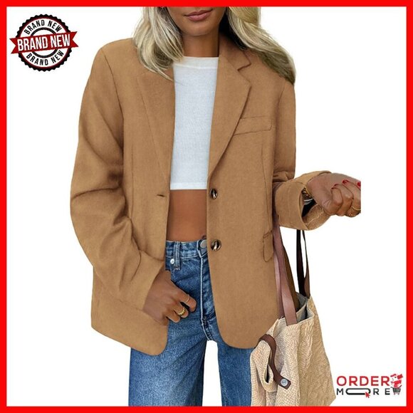 Jackets & Blazers - Oversized Faux Suede Blazer Women's Business Casual Work Jacket